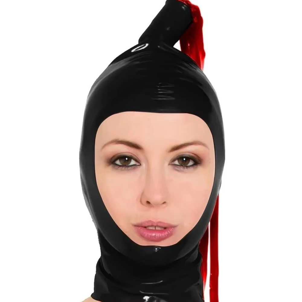 Cosplay Prop Paint - Topeng Lateks Hitam dengan Wig Kuncir