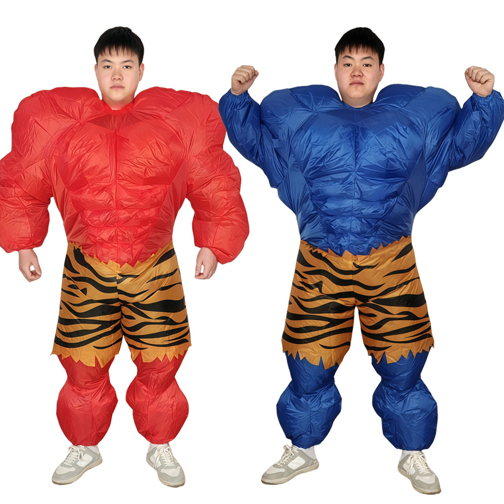 Cosplay Prop Business - Kostum Pria Berotot Merah Biru Halloween,