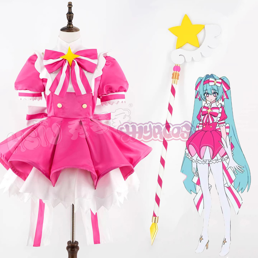 Cosplay Floating Prop - MMiku Retry Kostum Cosplay Wig Gaun