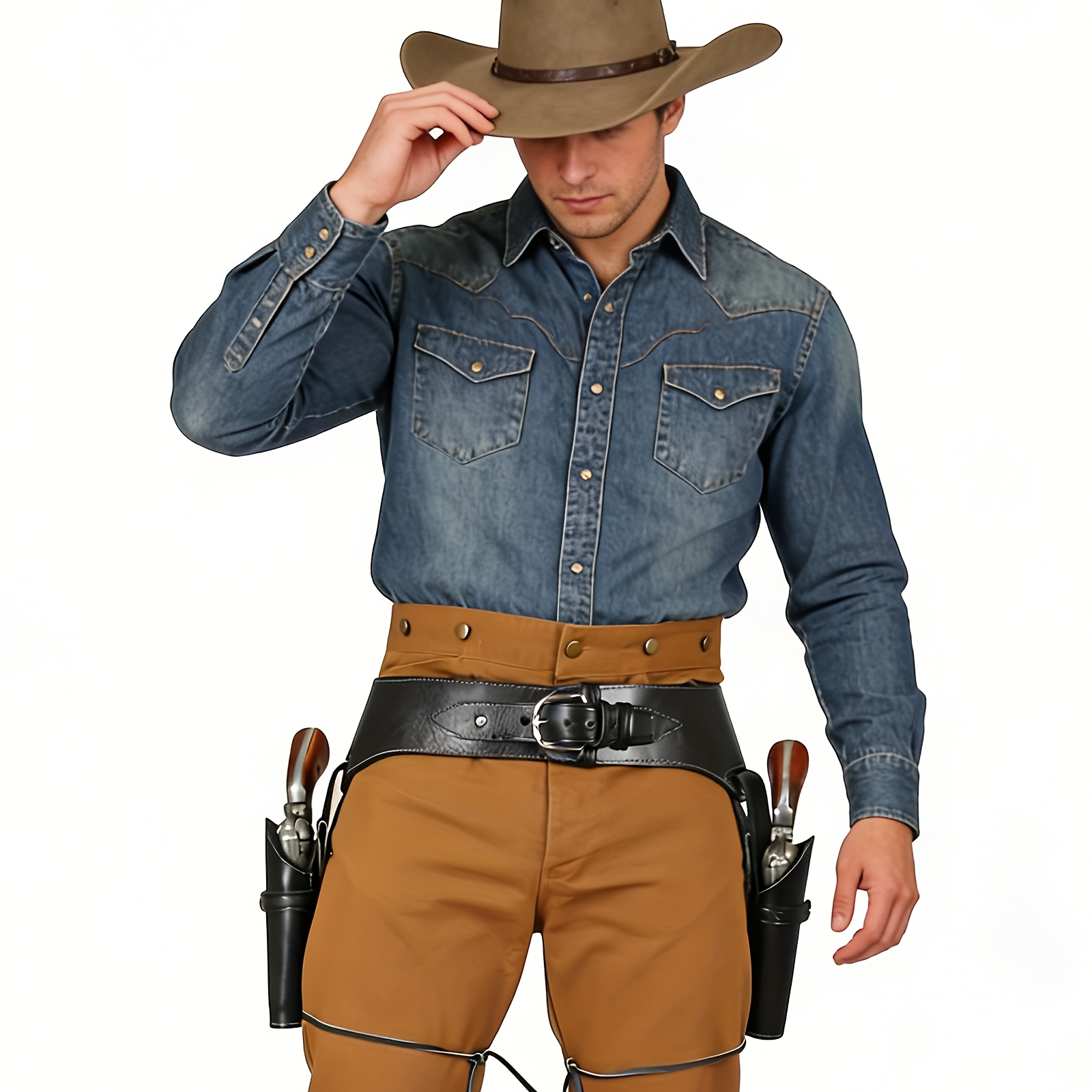 Cosplay Prop Pistol - Sarung Pistol Paha Koboi Barat Vintage